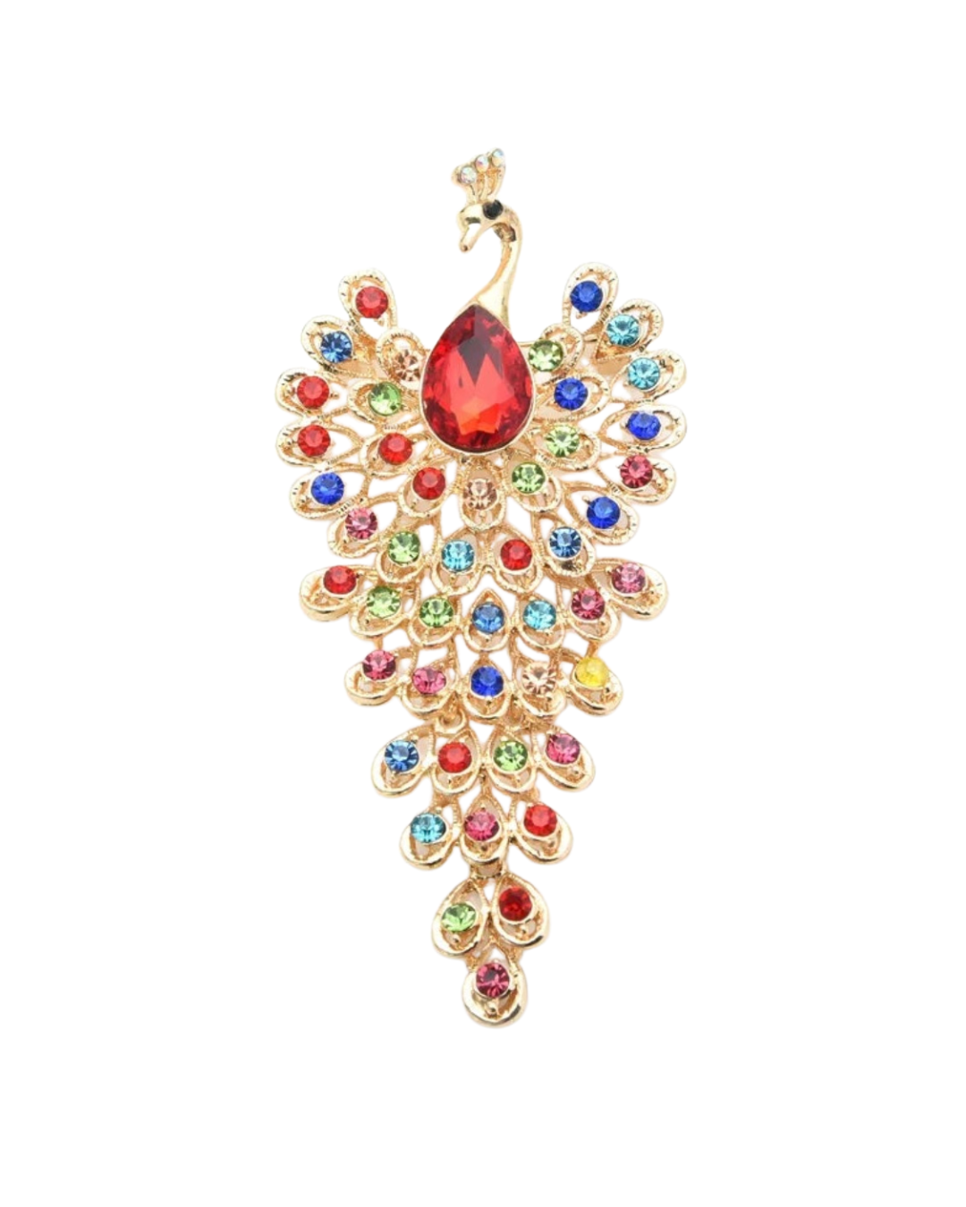Rhinestone Peacock Brooch