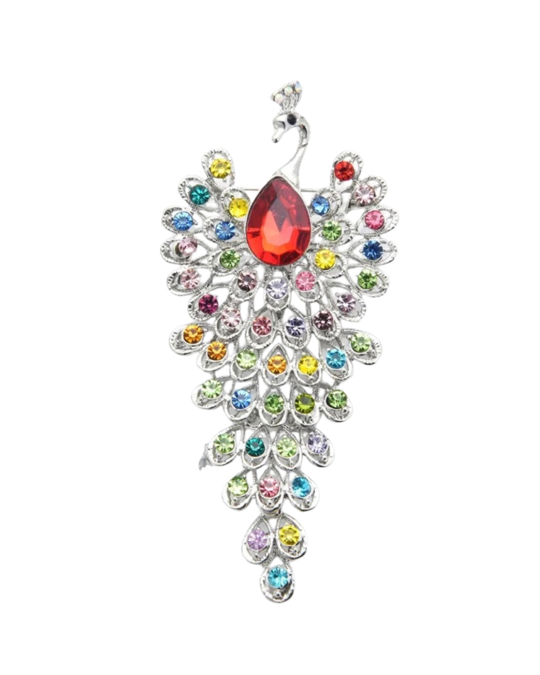 Rhinestone Peacock Brooch