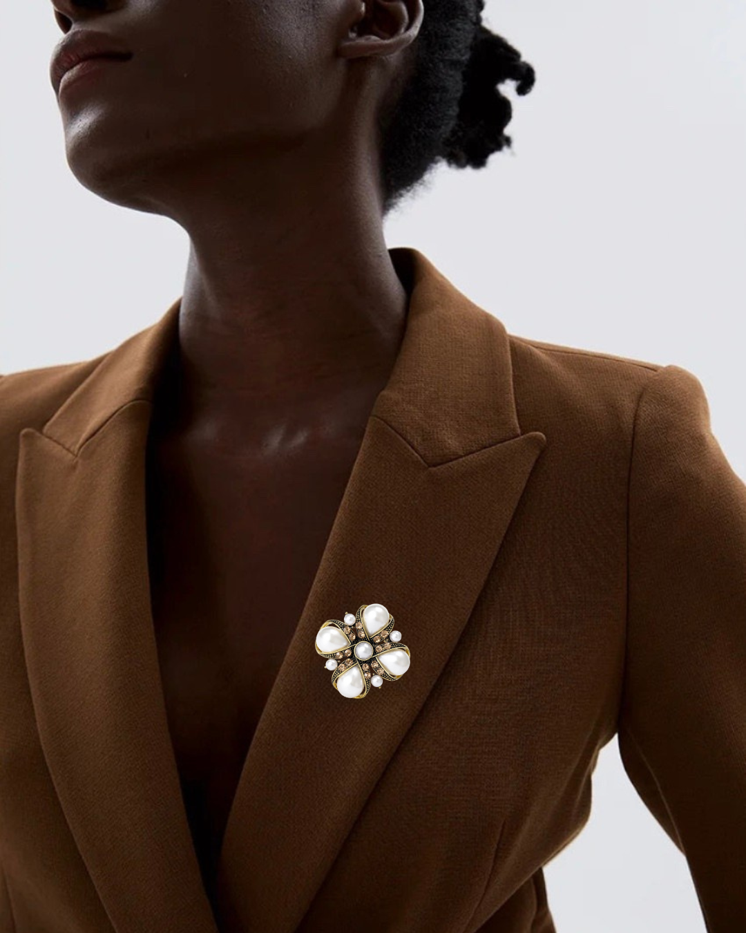 Rhinestone Pearl Cross Brooches