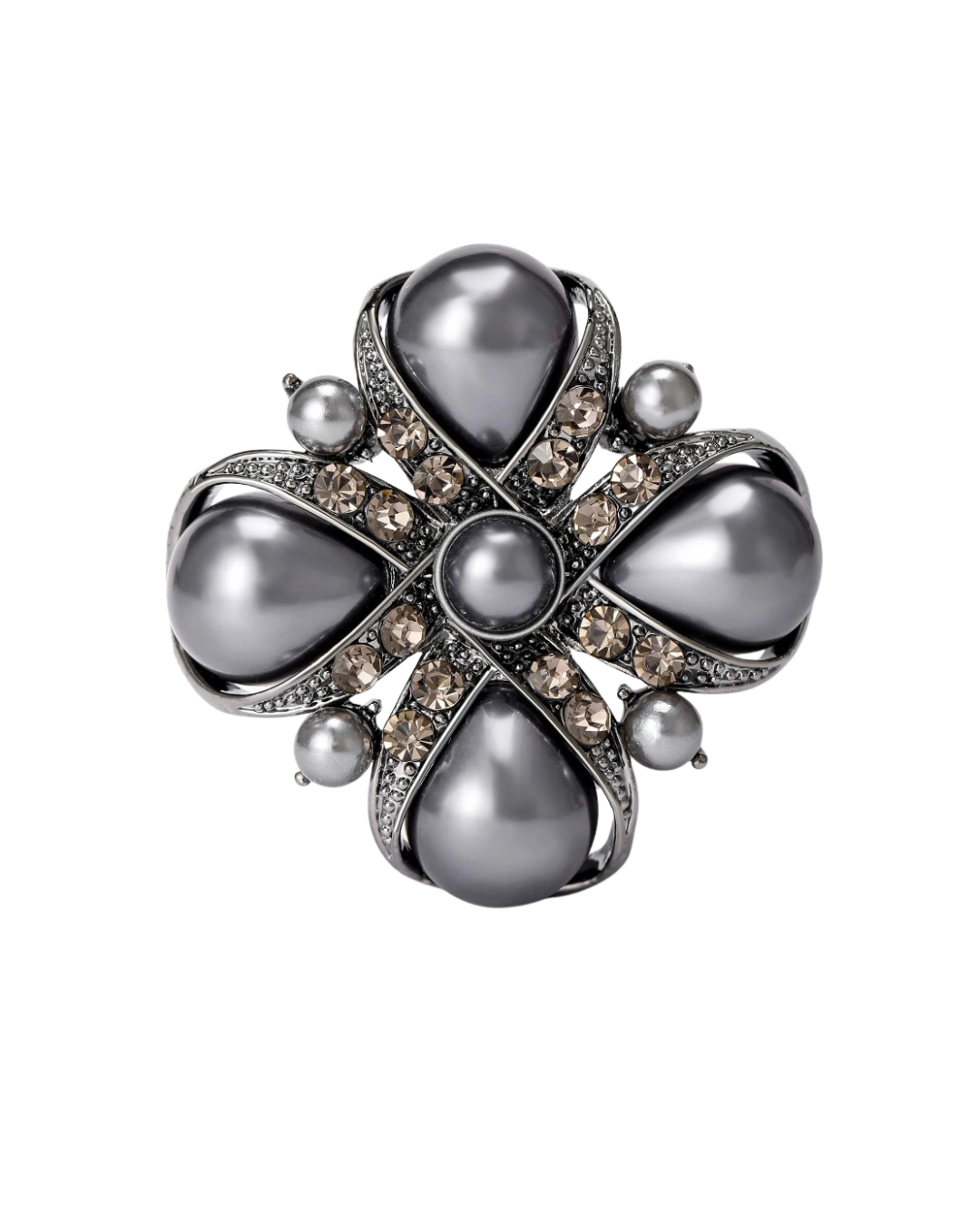 Rhinestone Pearl Cross Brooches