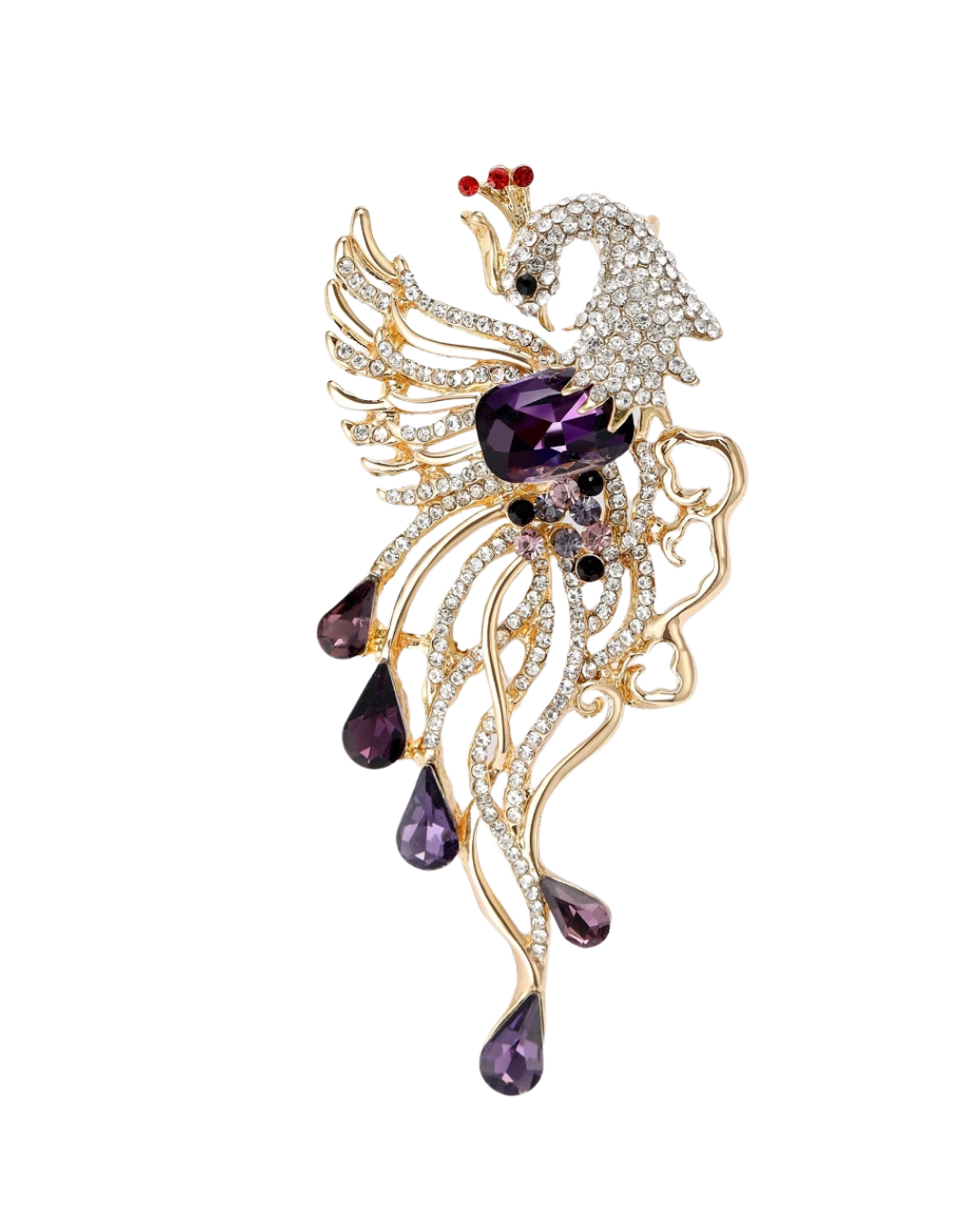 Rhinestone Phoenix Brooch