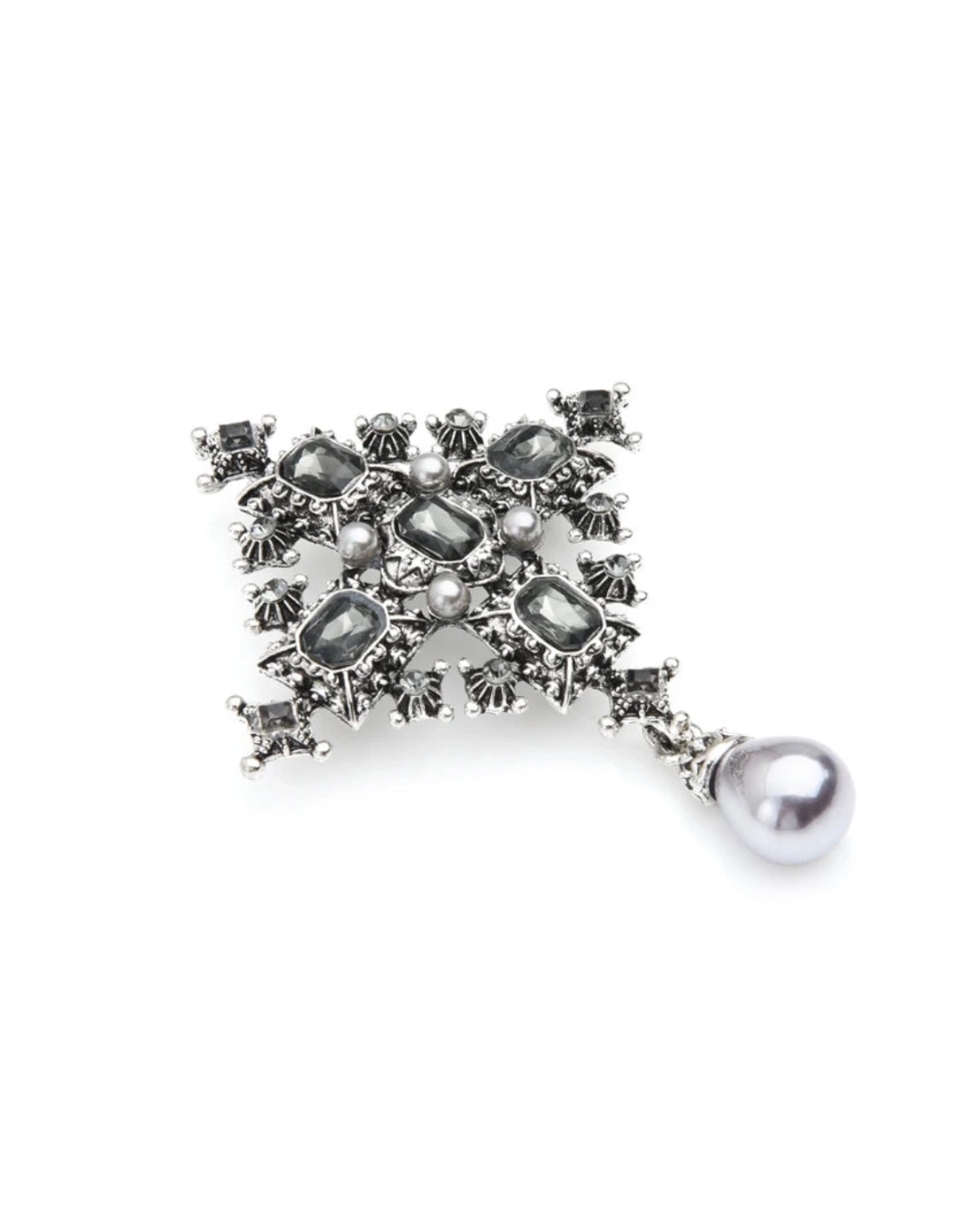 Vintage Crystal Cross Brooch